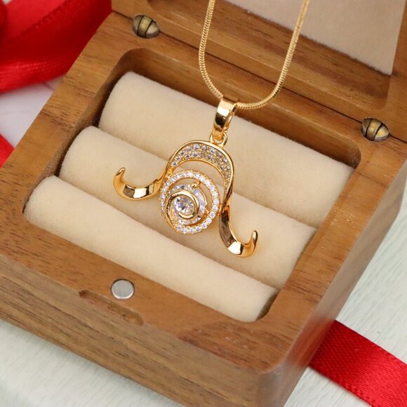 "Rose Gold Taurus Zodiac Pendant with Sparkling CZ and Curved Horns, XPPT1544 - Picture 7 of 12